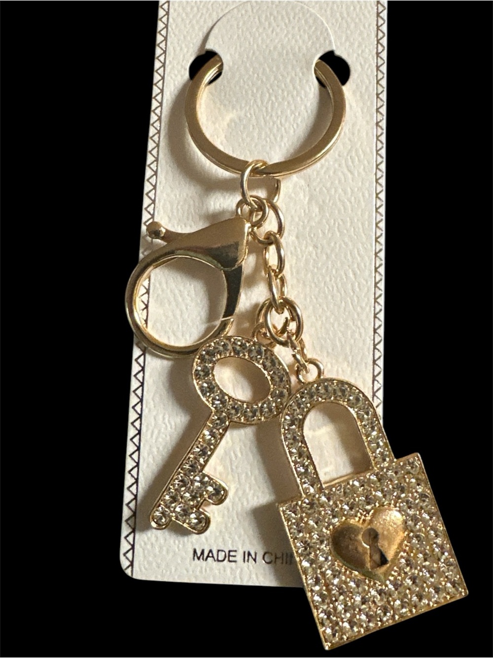 NWT! Gold Crystal Key and Padlock Keychain